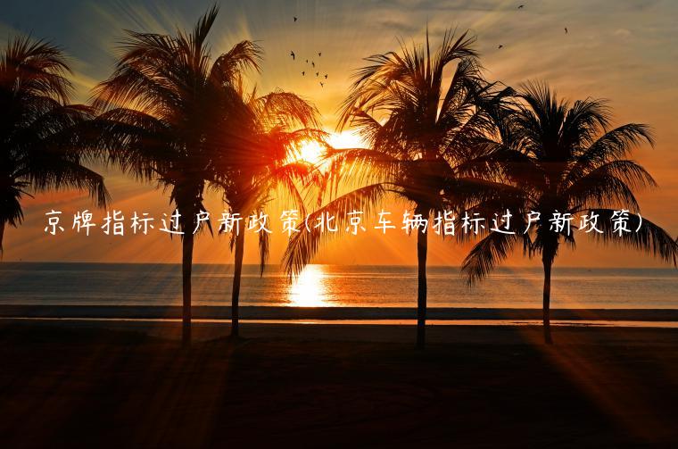 京牌指标过户新政策(北京车辆指标过户新政策)