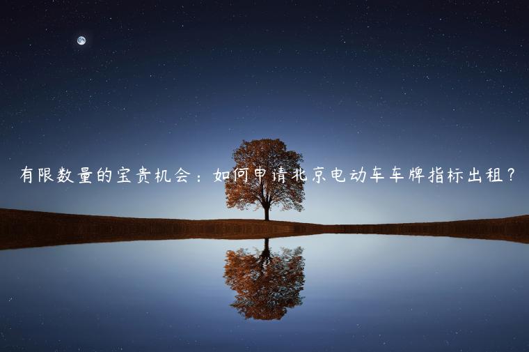 有限数量的宝贵机会：如何申请北京电动车车牌指标出租？
