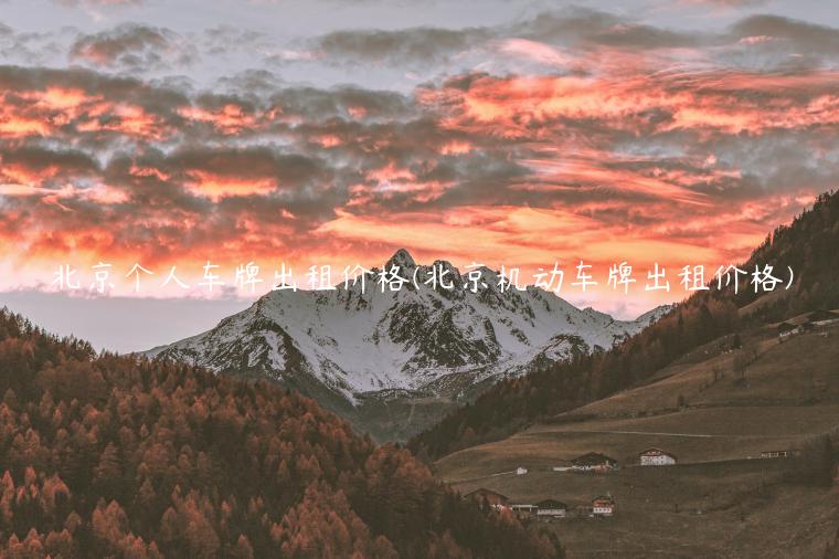 北京个人车牌出租价格(北京机动车牌出租价格)