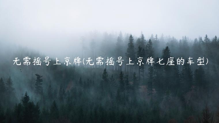 无需摇号上京牌(无需摇号上京牌七座的车型)
