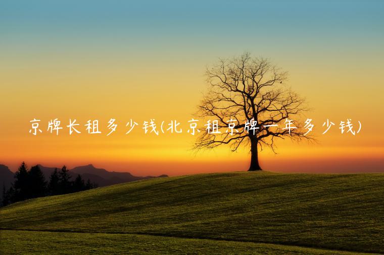 京牌长租多少钱(北京租京牌一年多少钱)