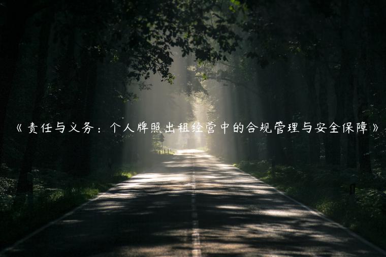 《责任与义务：个人牌照出租经营中的合规管理与安全保障》