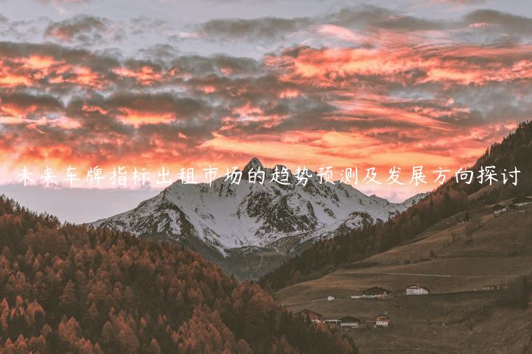 未来车牌指标出租市场的趋势预测及发展方向探讨