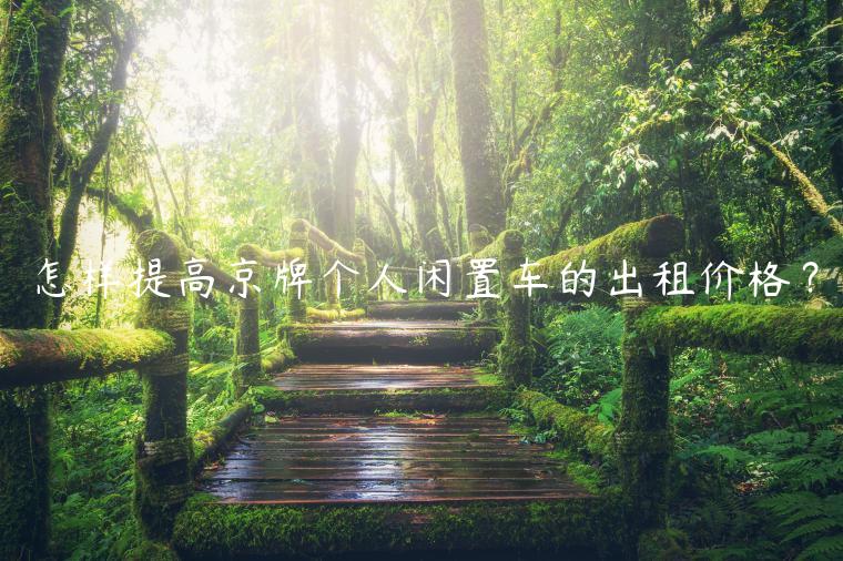 怎样提高京牌个人闲置车的出租价格？