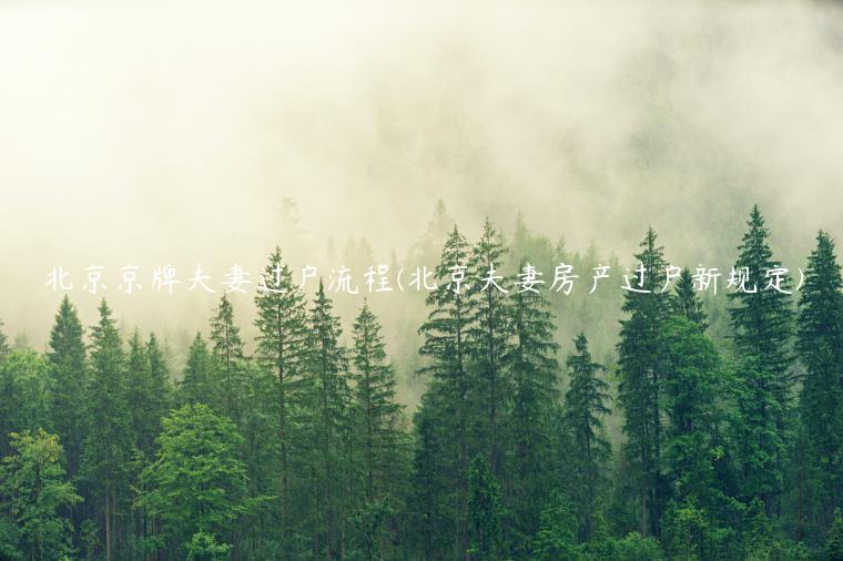 北京京牌夫妻过户流程(北京夫妻房产过户新规定)