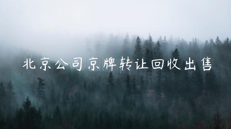 北京公司京牌转让回收出售
