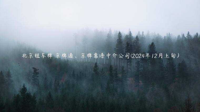 北京租车牌 京牌通、京牌靠谱中介公司(2024年12月上旬）