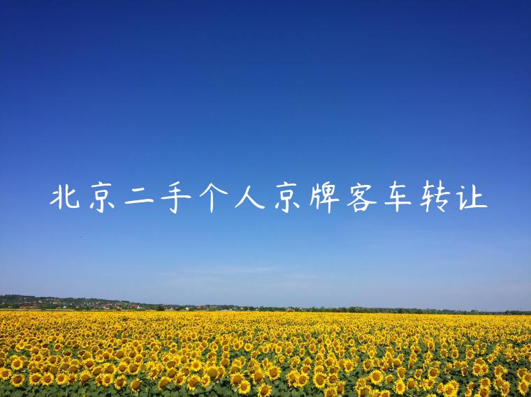 北京二手个人京牌客车转让