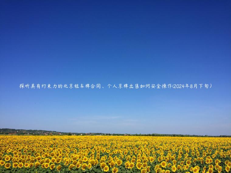 探听具有约束力的北京租车牌合同、个人京牌出售如何安全操作(2024年8月下旬）